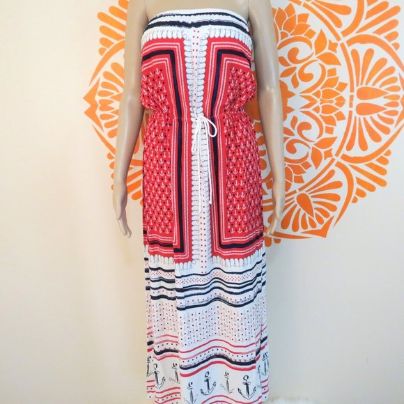 Sperry Dresses & Skirts - Sperry Nautical Red & Blue Strapless Dress L